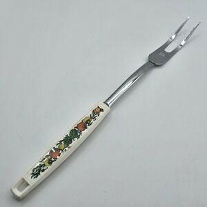 Vintage Chromium Plated Ekco Meat Serving Fork Spice of Life Handle USA Corning